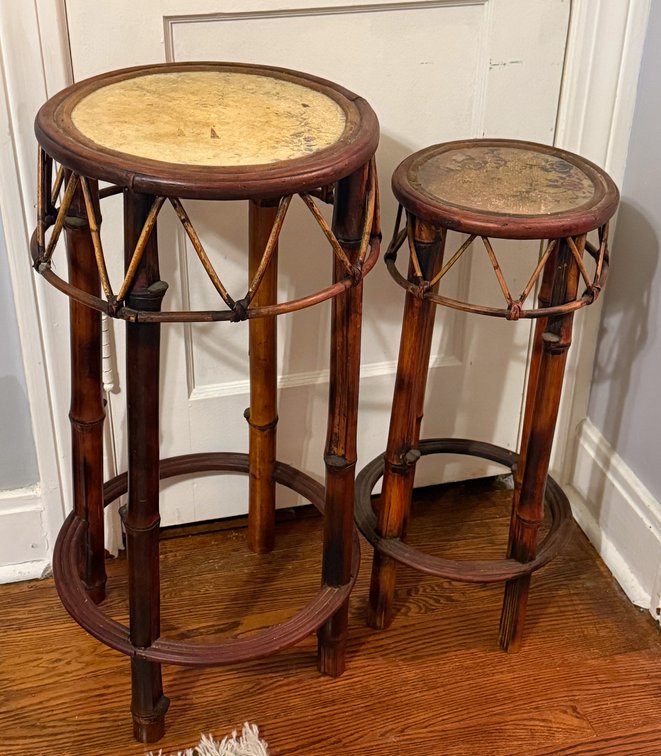 Pair of Bamboo Style Plant Stands