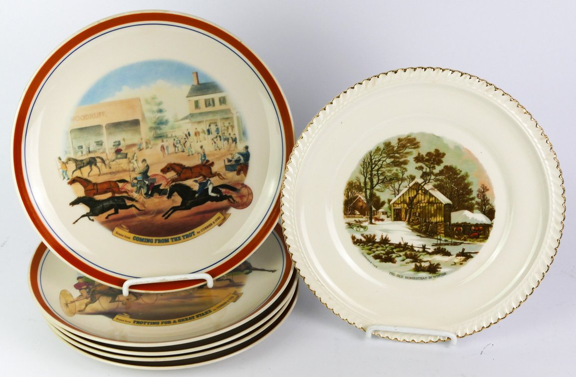Six Currier & Ives Plates