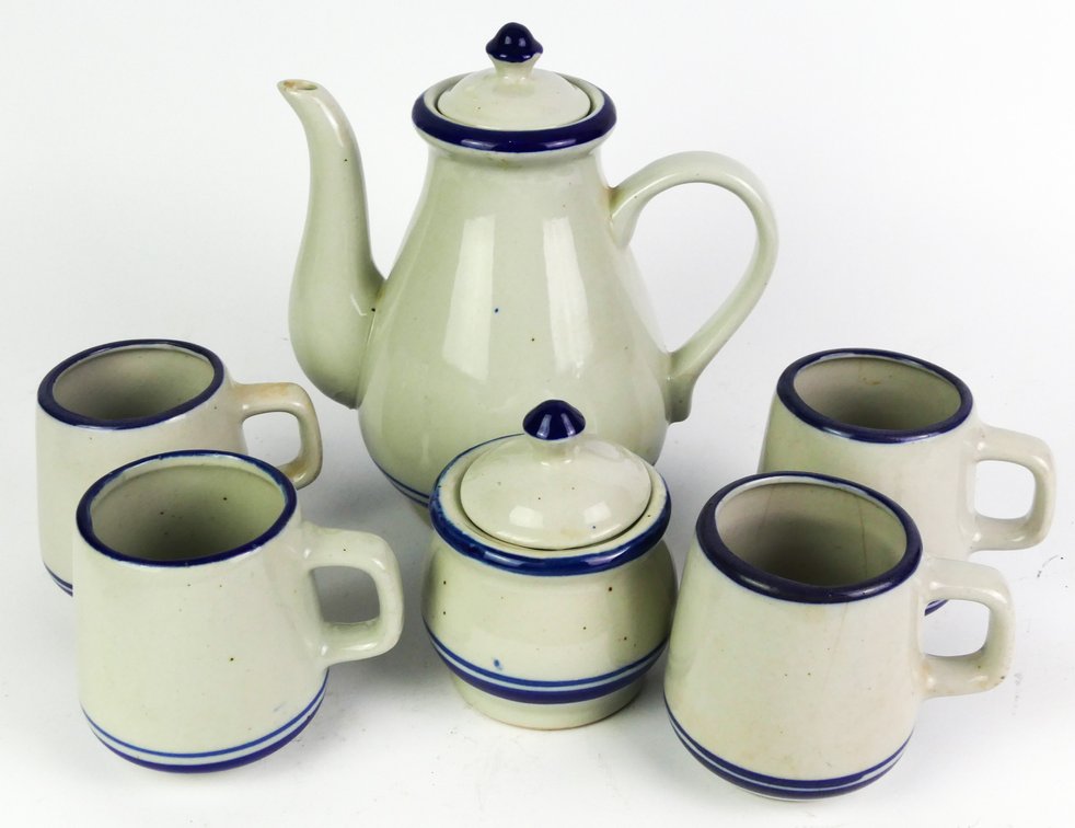 Blue and White Ceramic Coffee Set