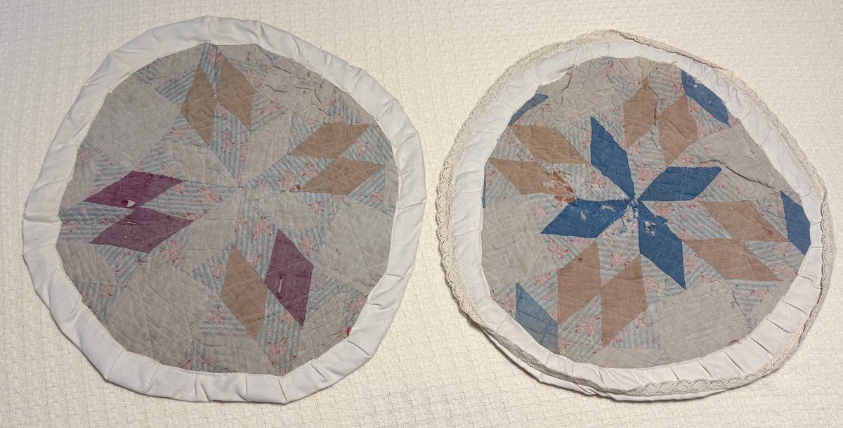 Two Vintage Round Quilted Doilies