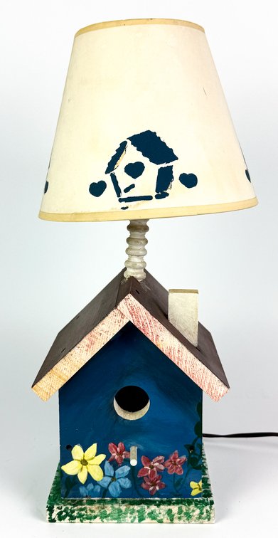 Painted Birdhouse Table Lamp