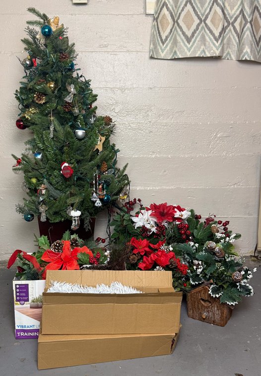 Small Christmas Tree and Floral Arrangements