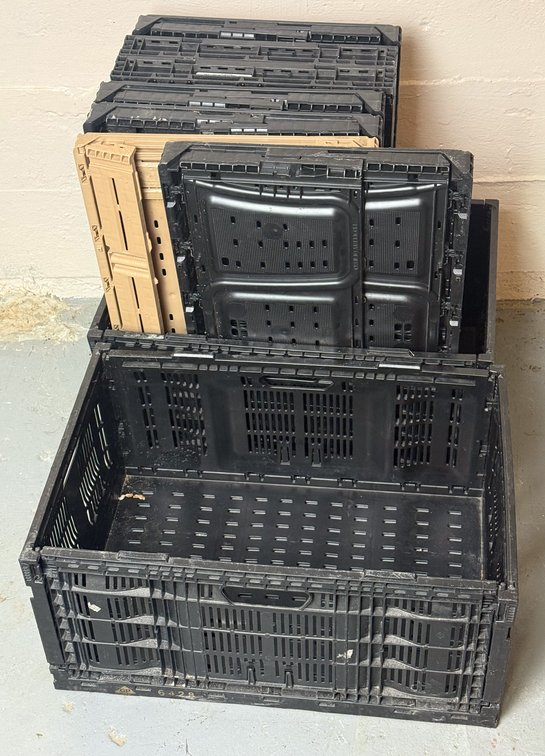 Nine Collapsible Crates