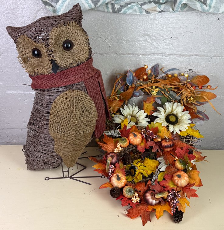 Fall Themed Owl and Wreaths