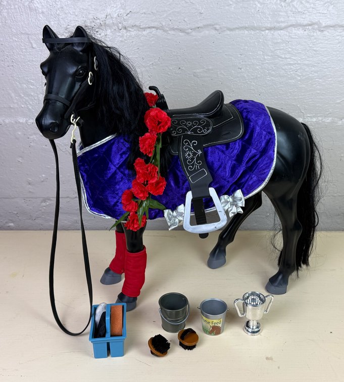 Battat Black Toy Horse with Accessories