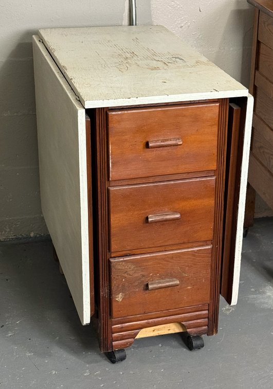 Pine Triple Drawer Drop Leaf Work Table