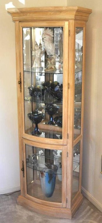 Lighted Four Shelf Bow Front Curio Cabinet
