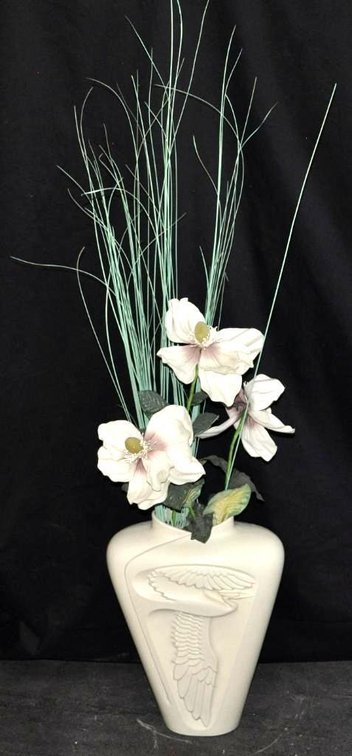 Large Haeger Vase with Artificial Floral Arrangement