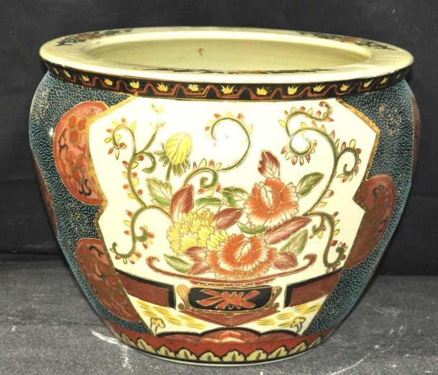 Ceramic Pot with Chinese Koi Design