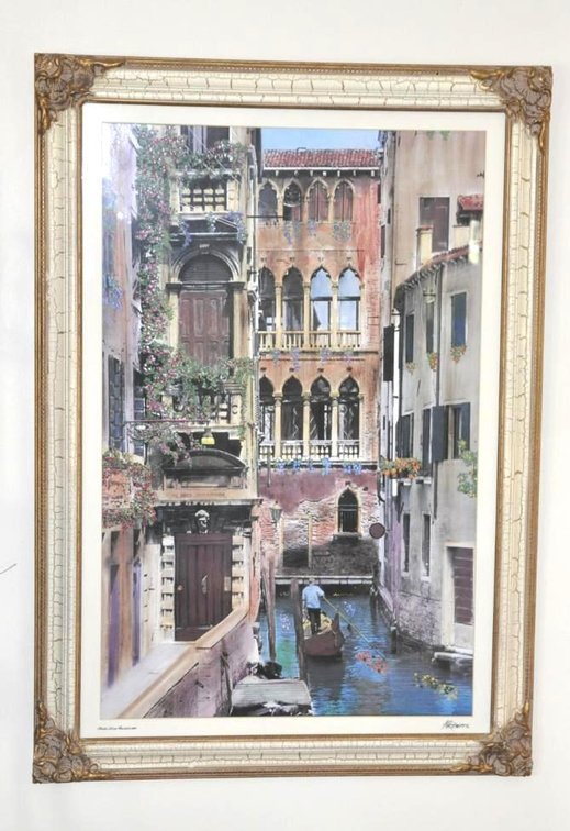 "Canal with Gondolier" by Martin Roberts Print on Board