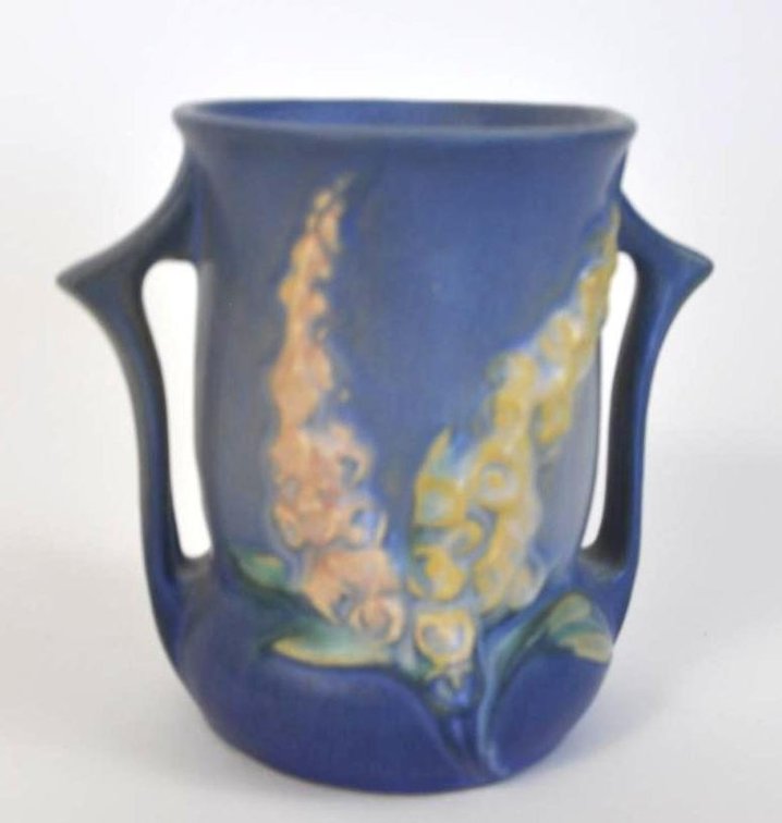 Blue Roseville Pottery Foxglove Vase