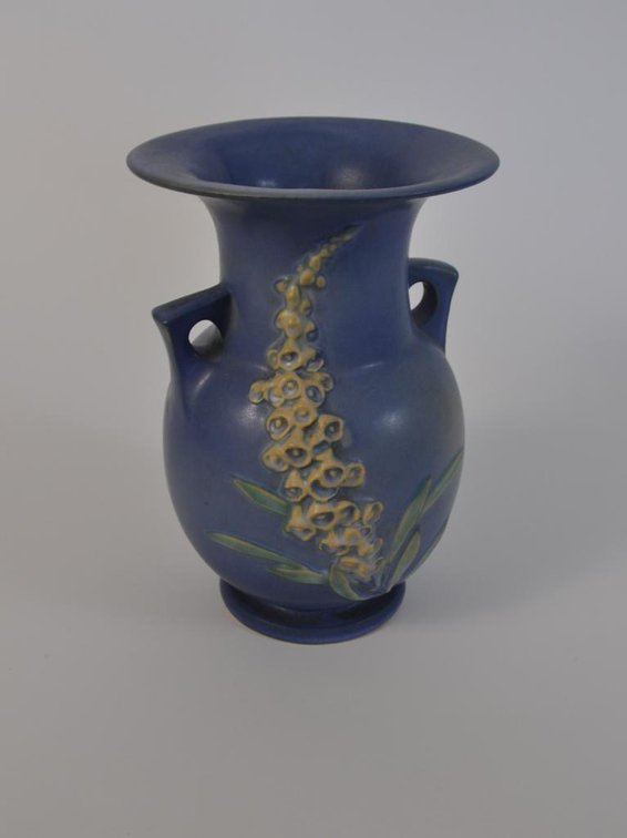 Blue Roseville Pottery Foxglove Vase