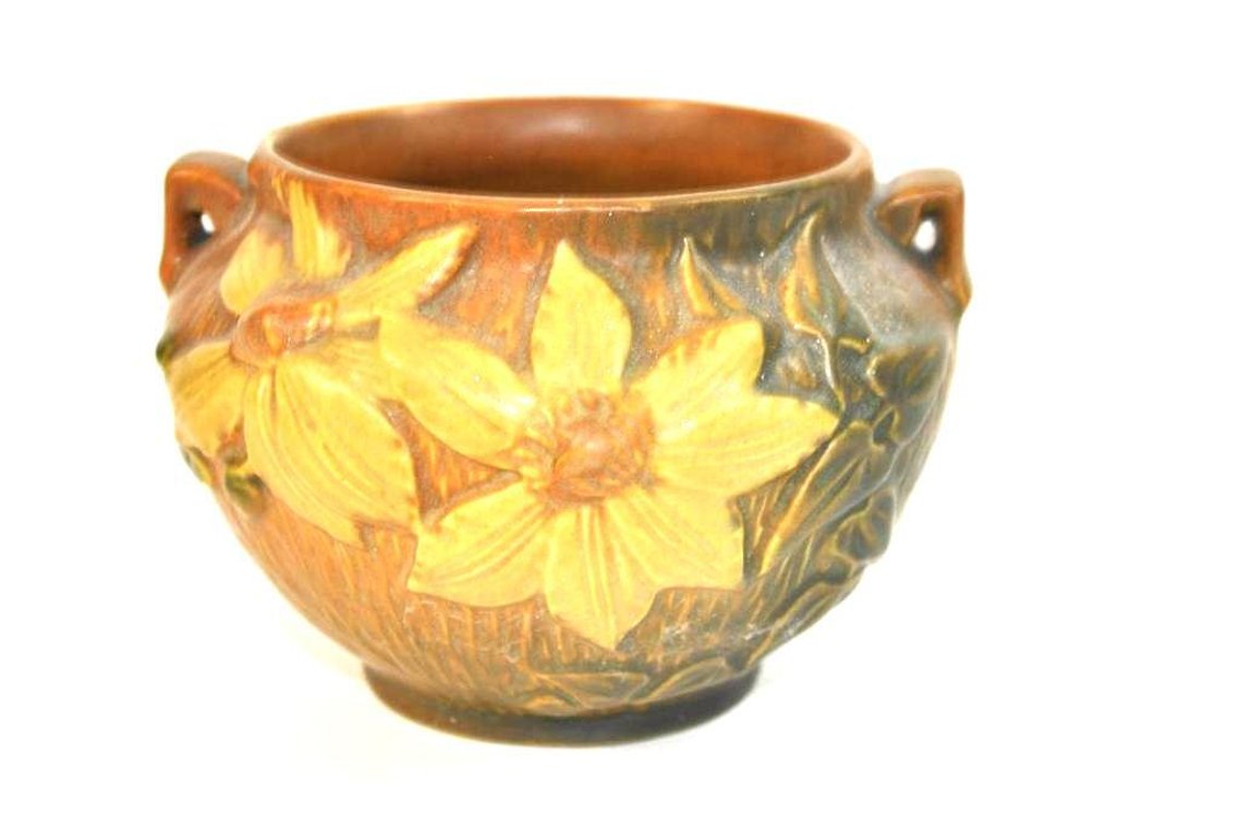 Roseville Pottery Brown Clematis Vase