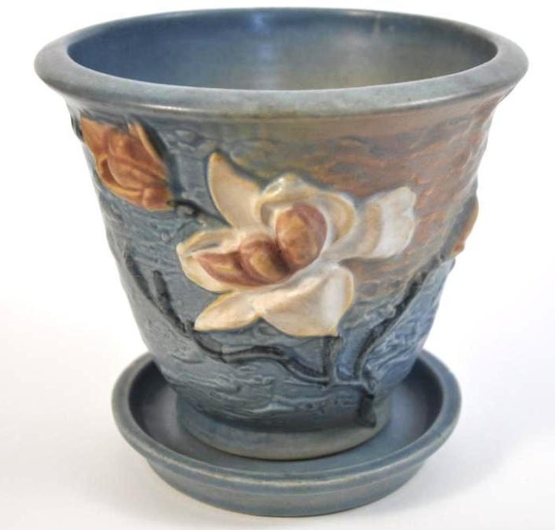 Roseville Pottery Magnolia Blue Flower Pot