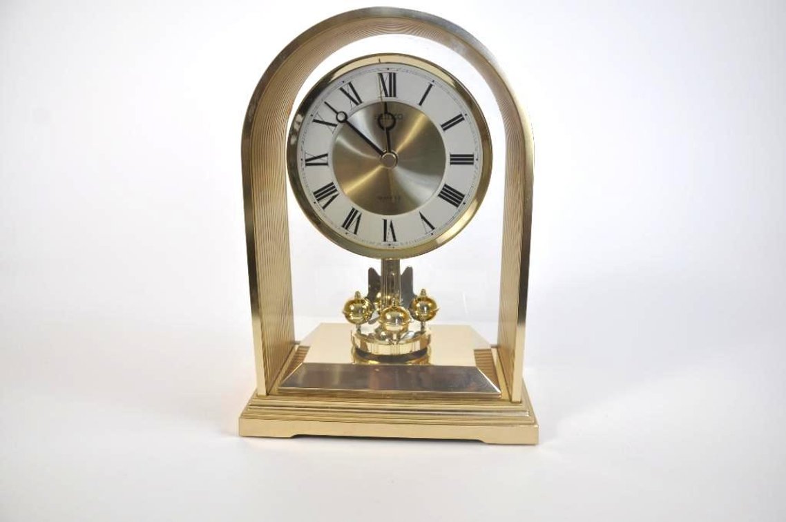 Seiko Quartz Brass and Glass Mantel Clock