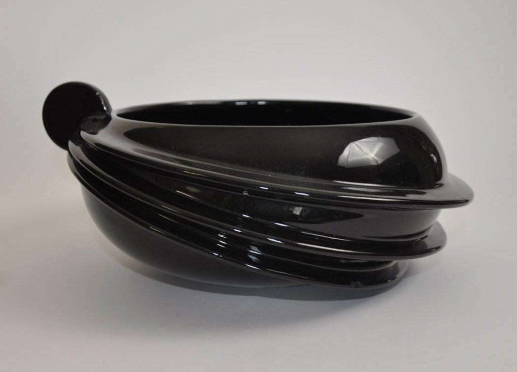 Bellini Italy Art Deco Black Ceramic Bowl