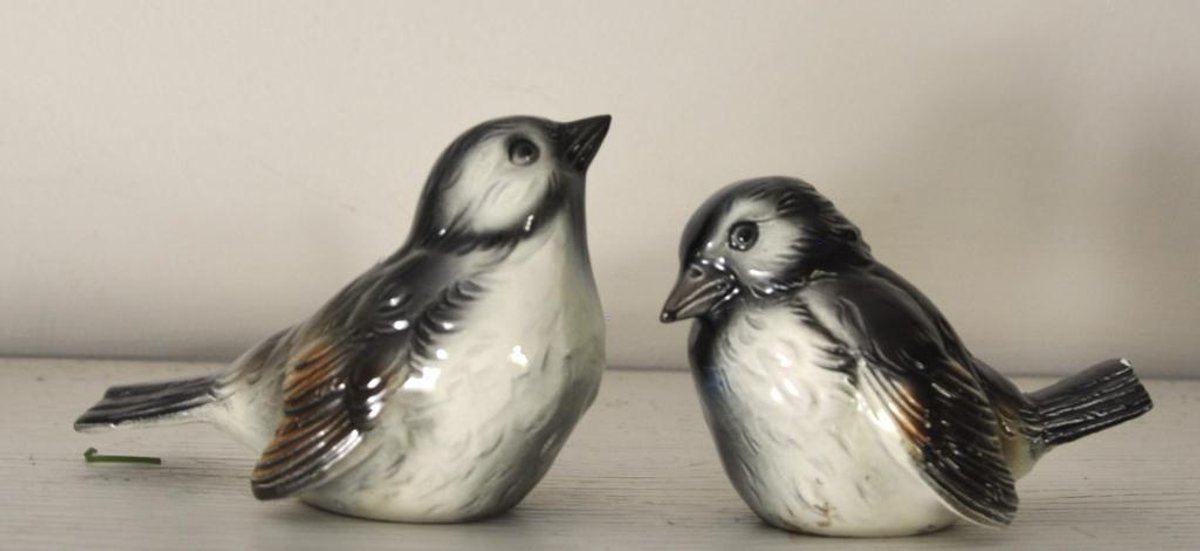 Vintage Goebel Two Piece Ceramic Sparrow Collection