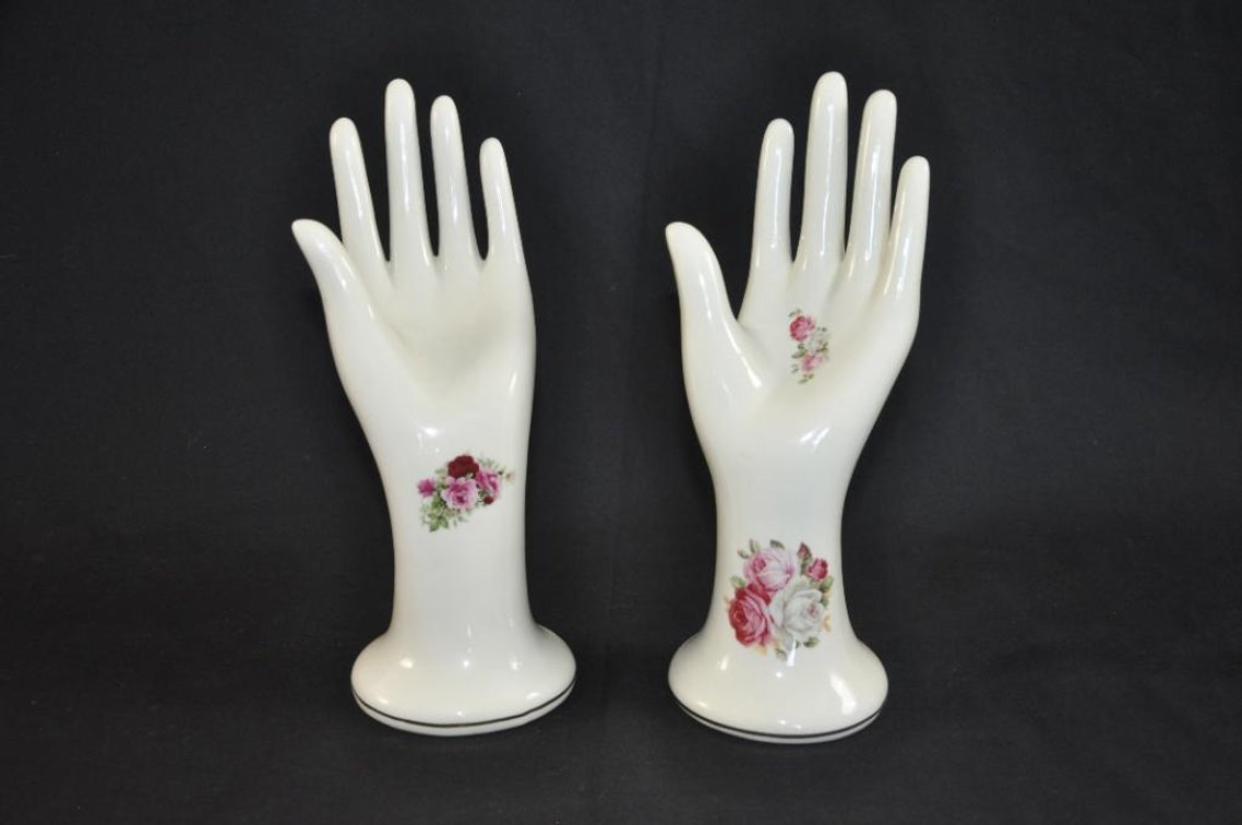 Two Left Hand Victorian Rose Ceramic Ring Holders