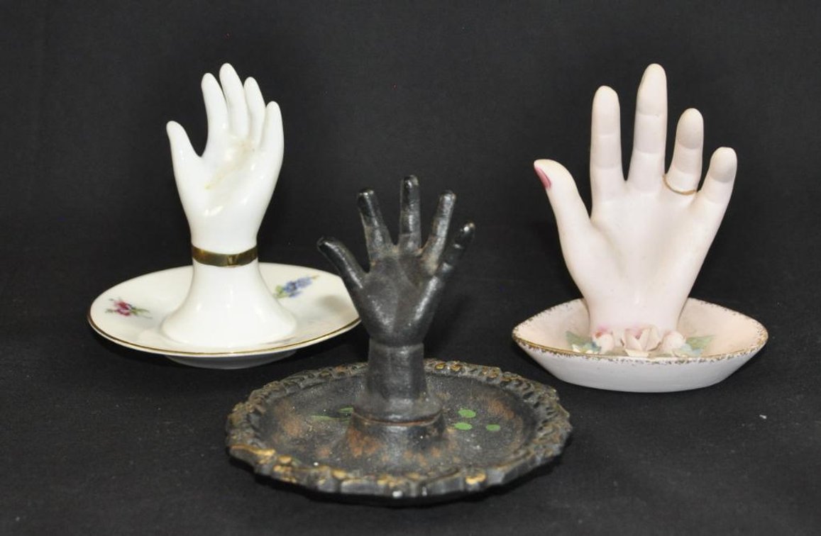 Three Ceramic and Metal Ring Holders