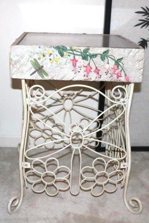 Resin, Metal and Glass Decorative Side Table