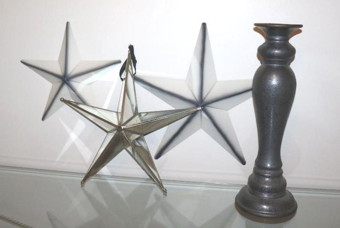 Grouping of Decorative Stars and Candleholder