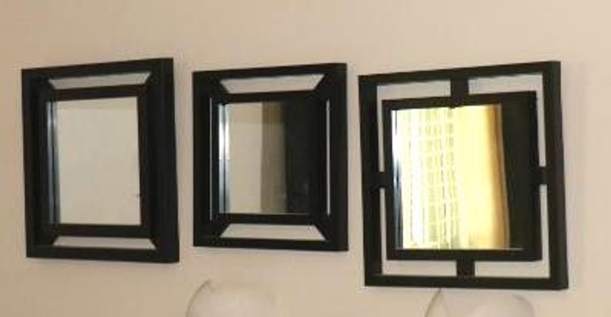 Set of Three Black Framed Mirrors