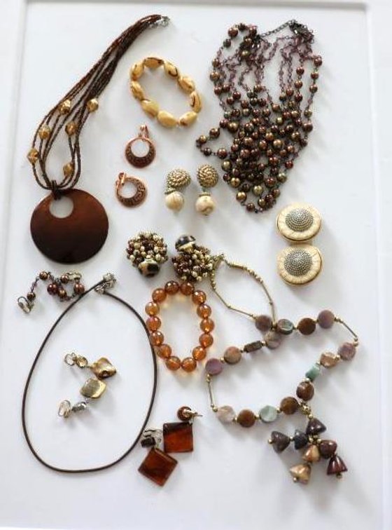 Lot of Earth Tone Costume Jewelry