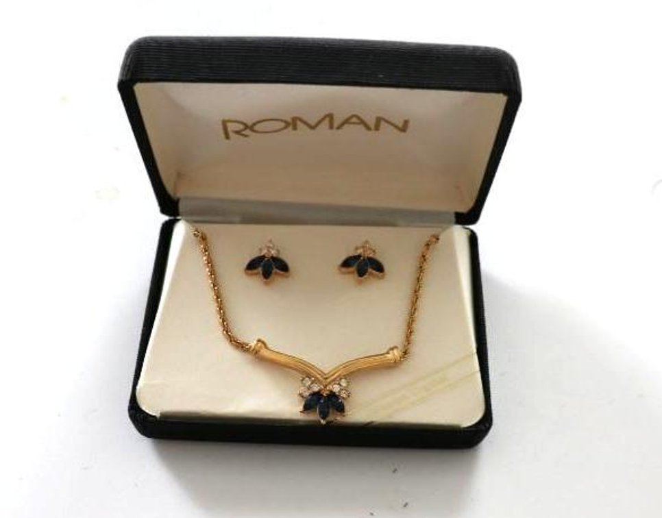 Roman Genuine Crystal Necklace and Earring Set