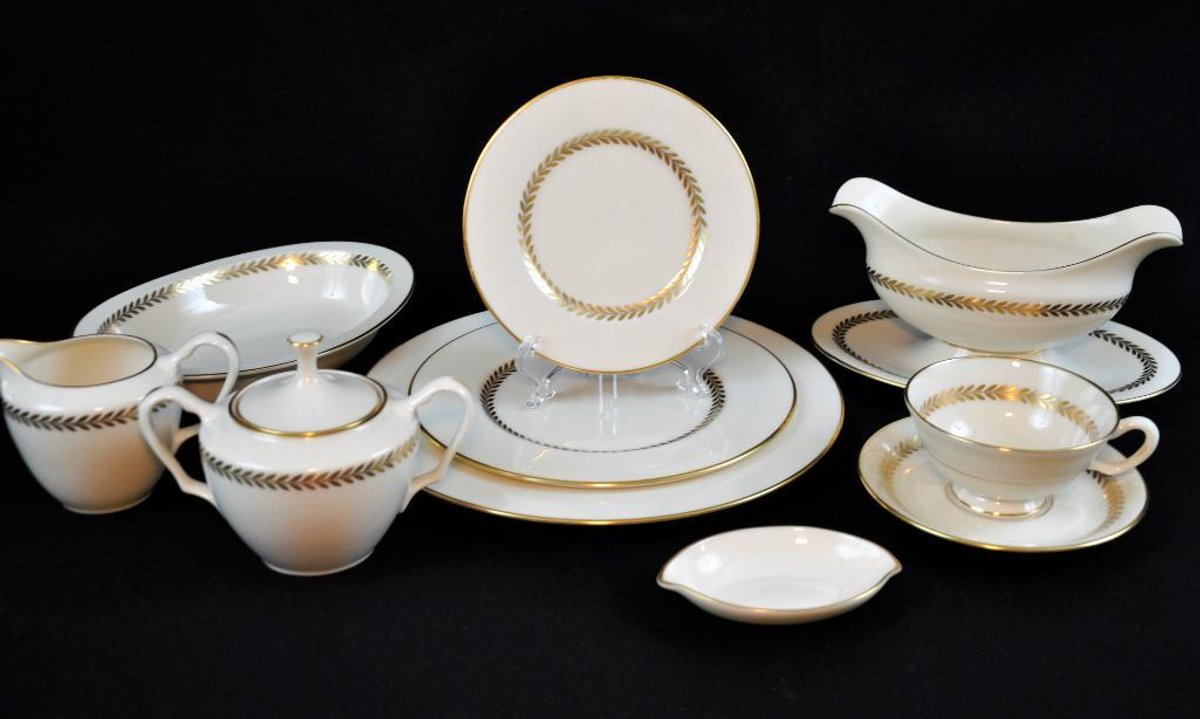Lenox "Imperial" Laurel Wreath Dinner Service for Eight