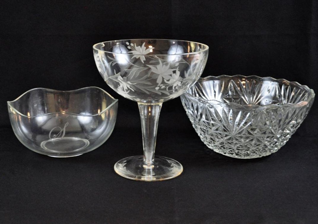 Three Glass Serving Bowls