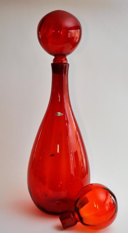 Red Oversized Glass Decanter by Blenko