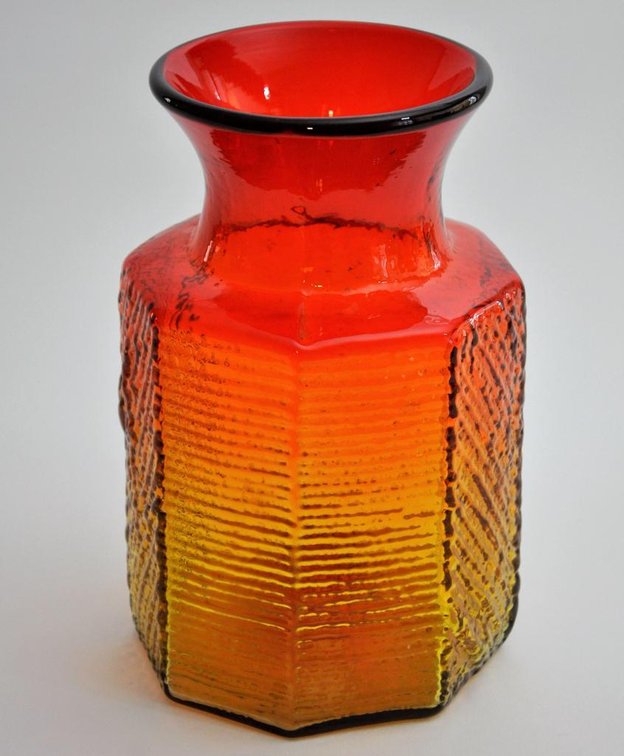 Tangerine Glass Octagonal Vase by Blenko