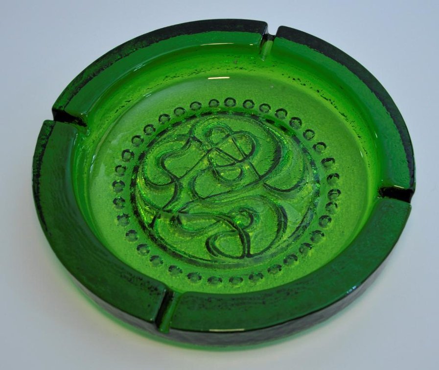 Pine Oversized Glass Ashtray by Blenko
