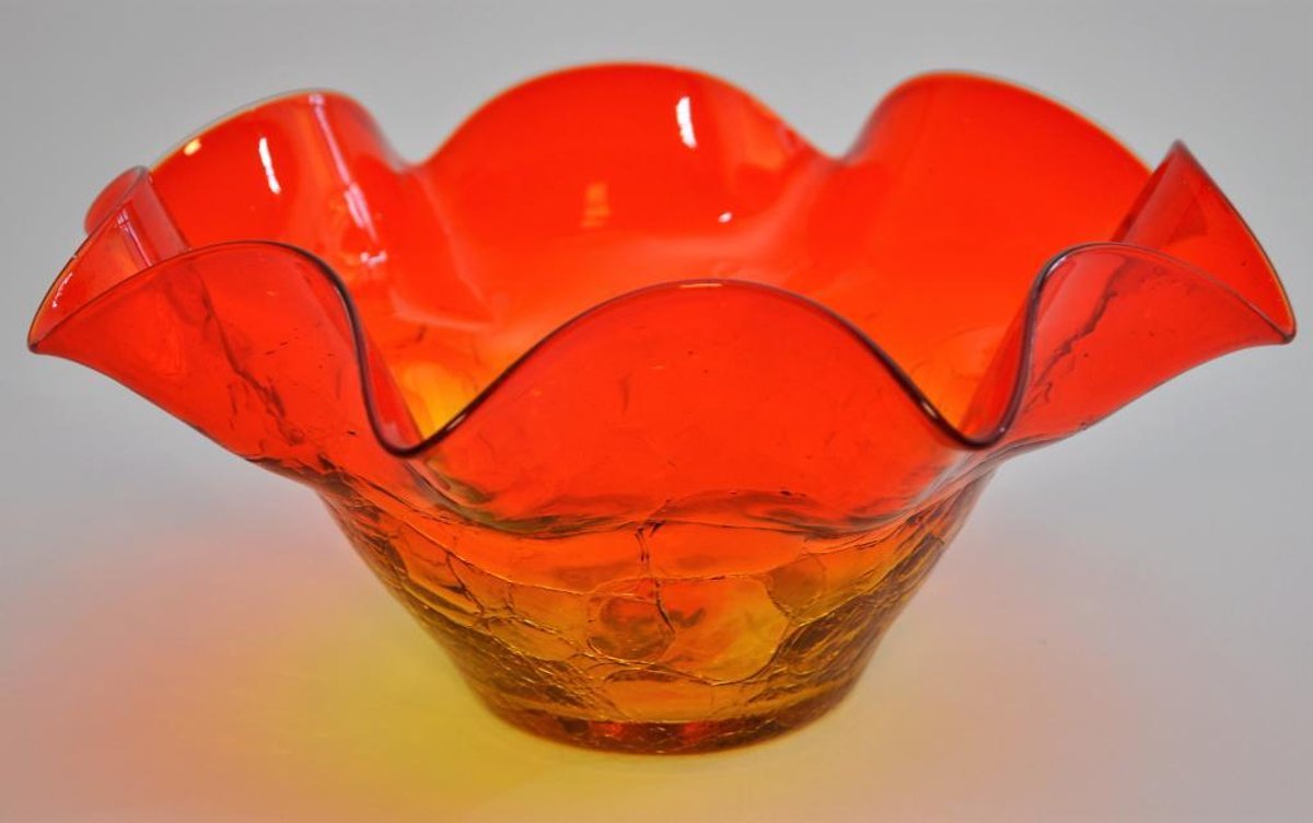 Tangerine Glass Centerpiece Bowl by Blenko