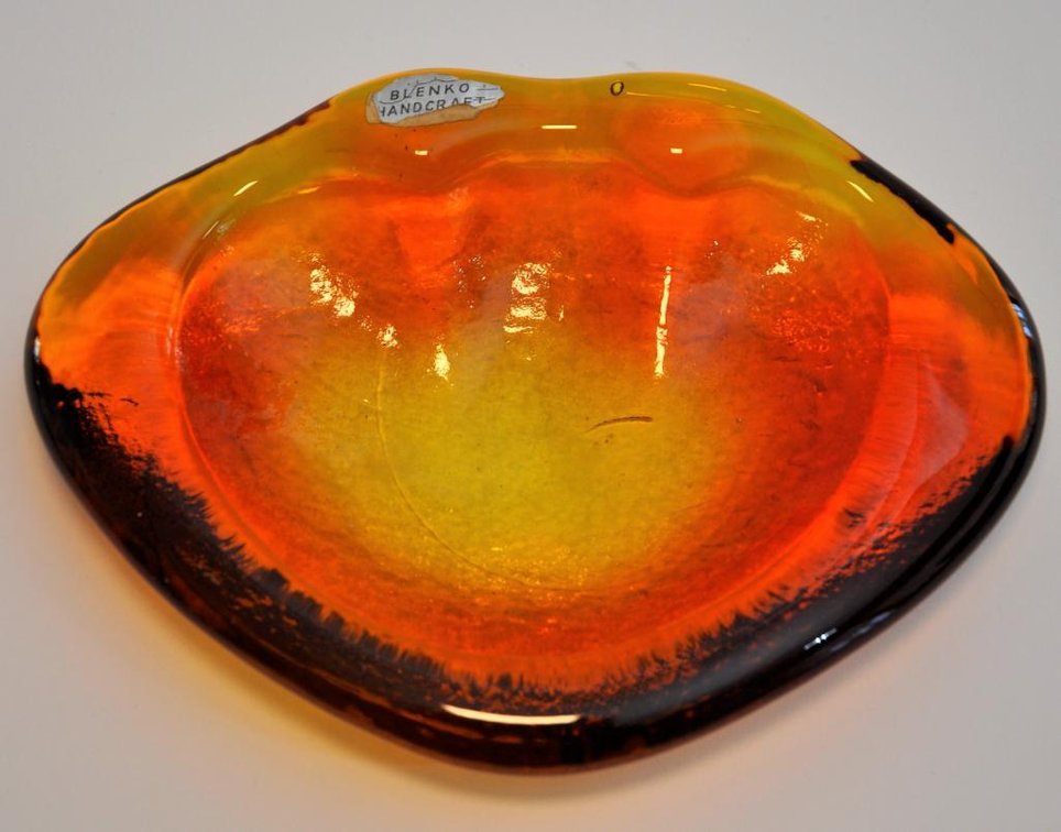 Amber Glass Amoeba Dish by Blenko