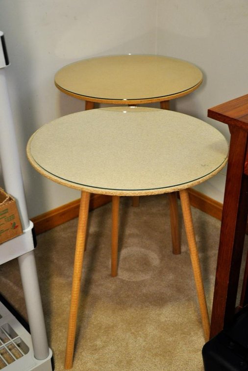 Two Pressed Wood Accent Tables