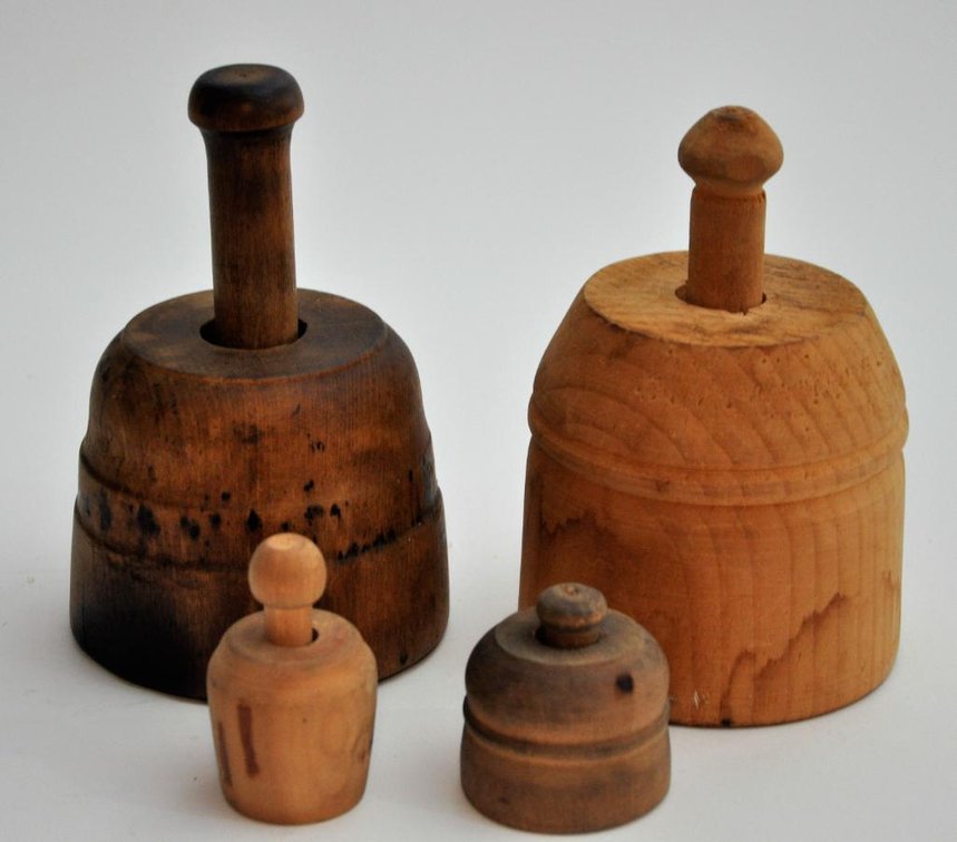 Four Wooden Butter Molds
