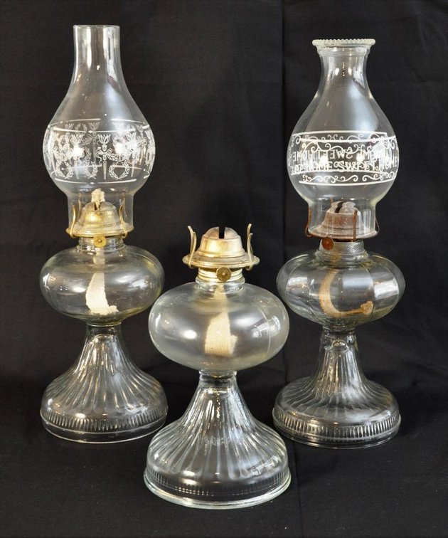 Three Glass Oil Lamps