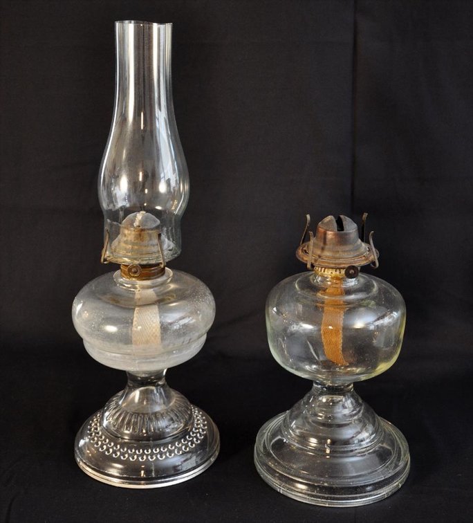 Two Glass Oil Lamps
