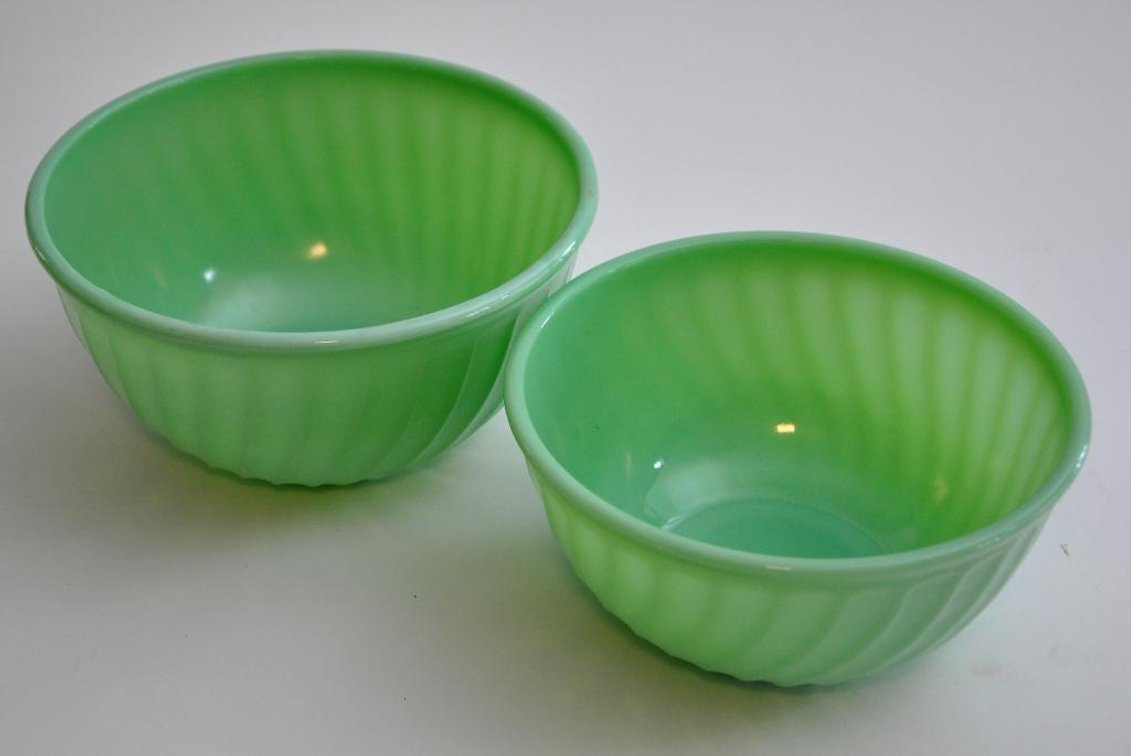 Two Jadeite Fire King Bowls
