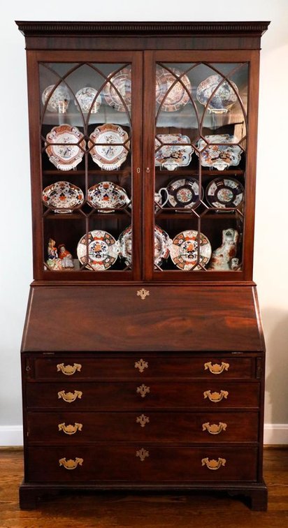 Chippendale Mahogany Two Piece Secretary Desk