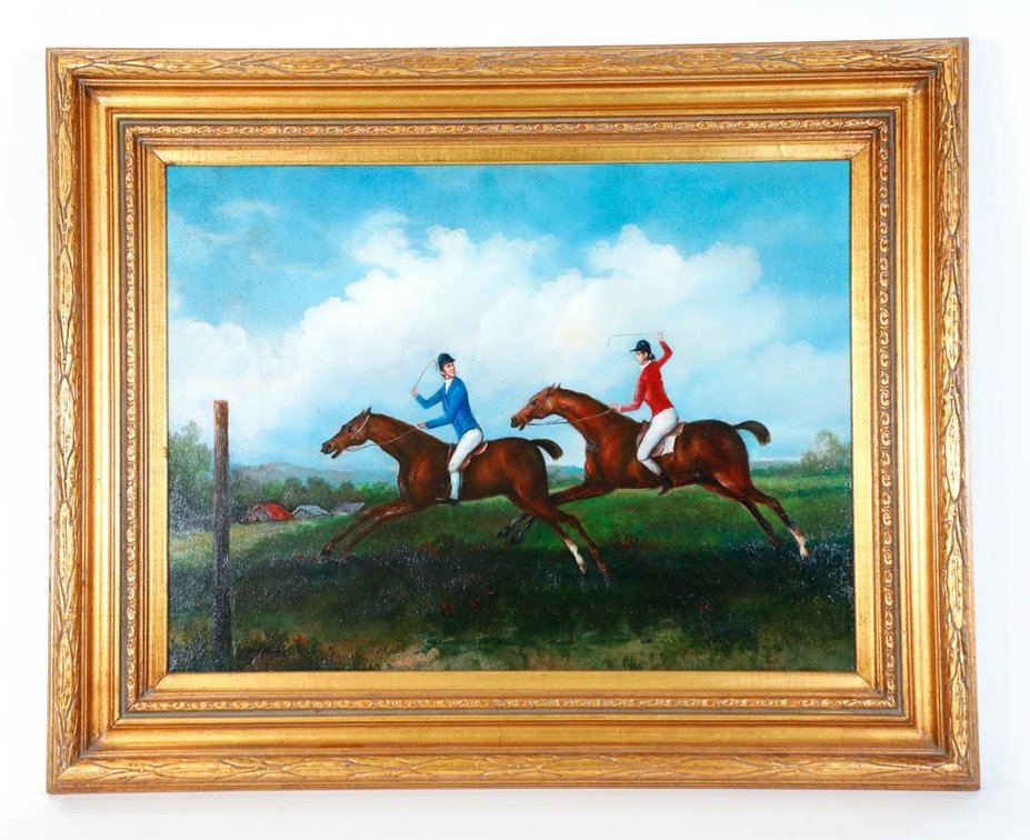Original Oil on Canvas of Horse Race Signed Shipley 