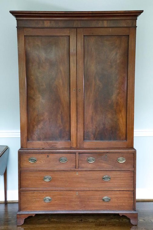 Two Piece Chippendale Style Linen Press