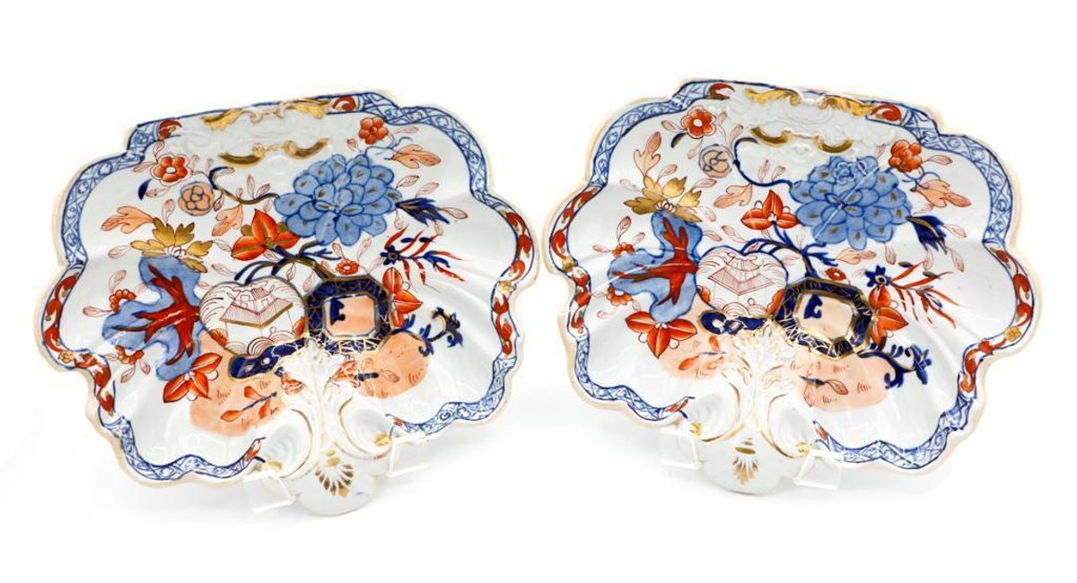Pair of English Shell Shaped Dishes.