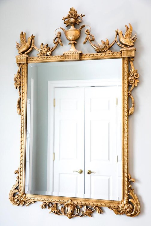 Large Ornate Wall Mirror with Urn and Birds
