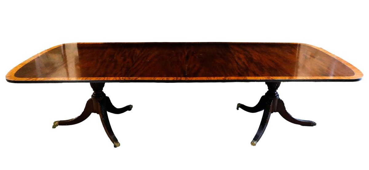 Chippendale Style Mahogany Double Pedestal Dining Table