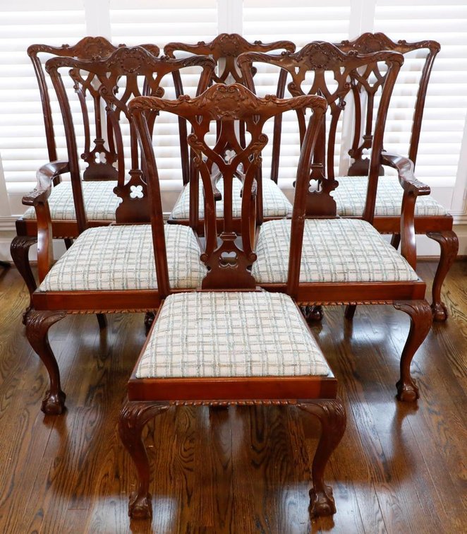 Set of Six Chippendale Style Dining Chairs