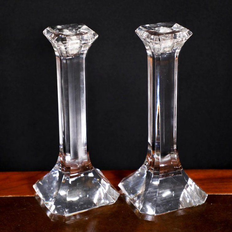 Pair of Orrefors Lead Crystal Candlesticks