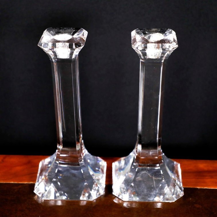 Pair of Orrefors Lead Crystal Candlesticks