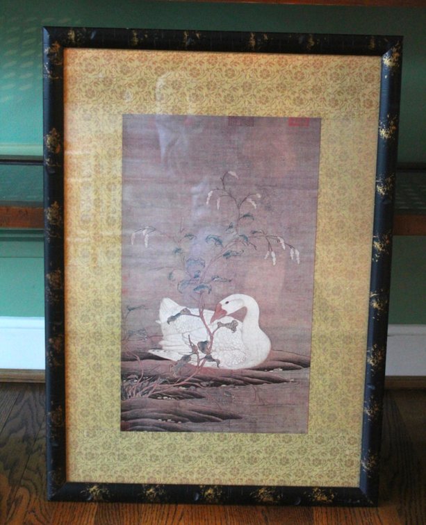 Vintage Chinese Swan Print